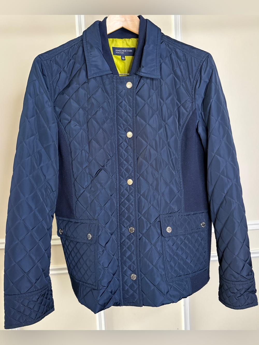Jones New York Quilted Women’s Navy Blue Tailored Lightweight Puffer Jacket